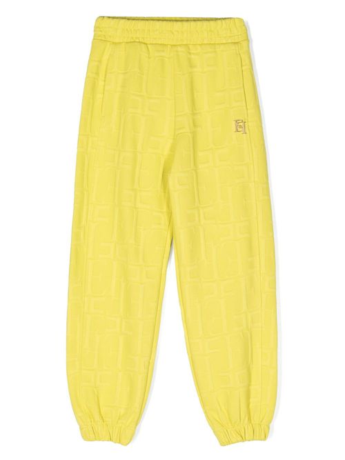 Logo-jacquard piqué track pants - Yellow