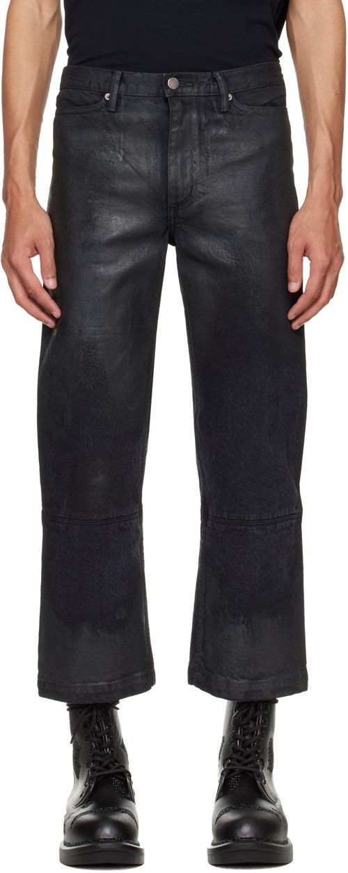 Black Etteragic Denim Washed Waxed Jeans