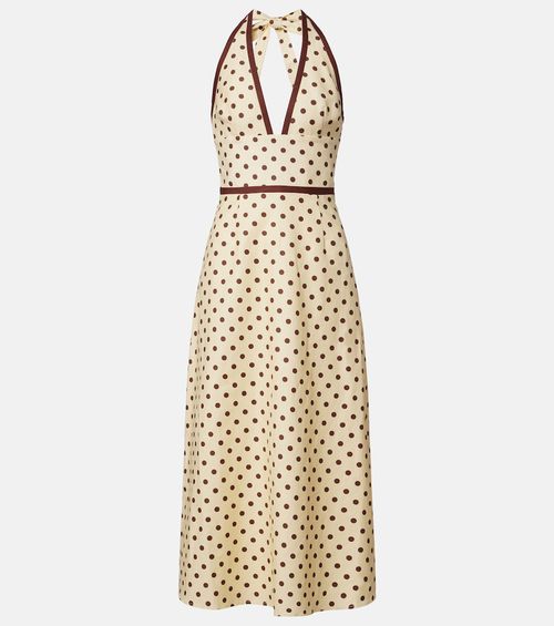 Bowie polka-dot linen and cotton midi dress
