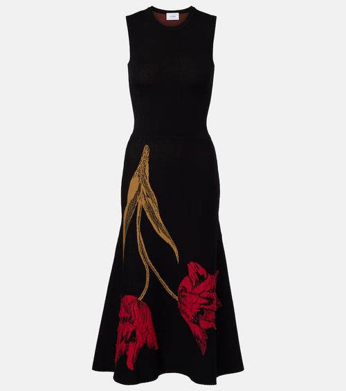 Floral jacquard midi dress