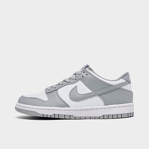 Big Kids Dunk Low Casual Shoes in White/Light Smoke Grey/White