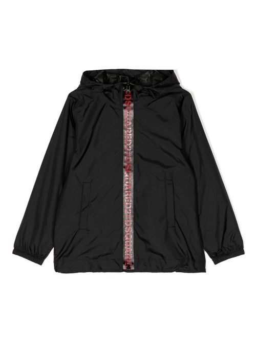 Logo-print hooded jacket - Black