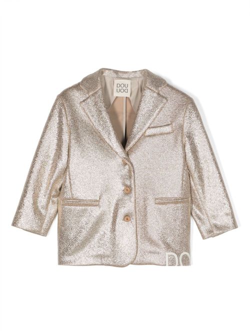 Metallic-effect single-breast blazer - Gold