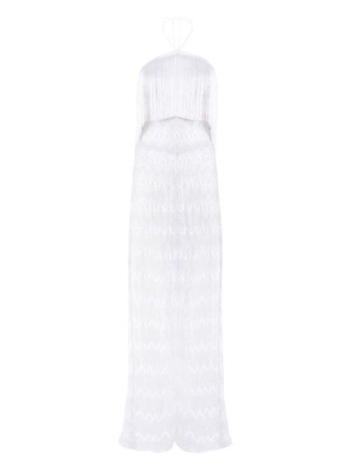 Zigzag lamé jumpsuit - White