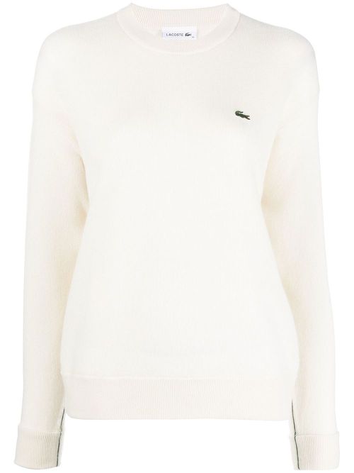 Logo-patch crew-neck jumper - White