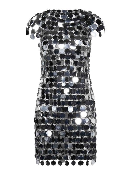 Silver Mirror-Effect Mini Dress