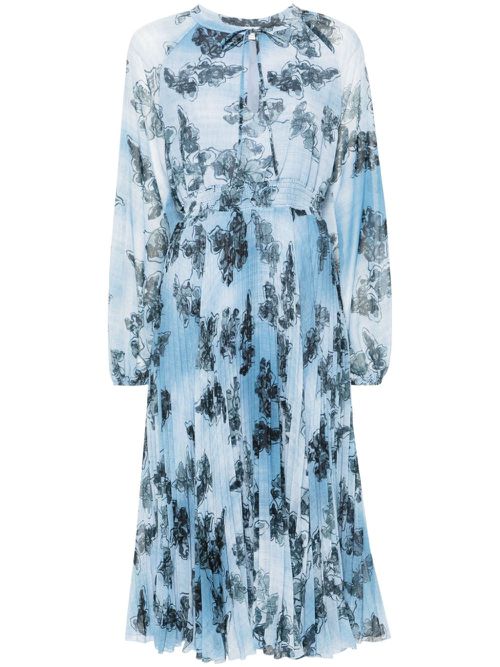 Floral-print midi dress - Blue