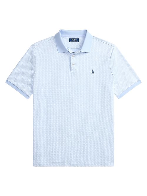Men's Interlock Cotton Polo Shirt - Mini Mallets Office Blue