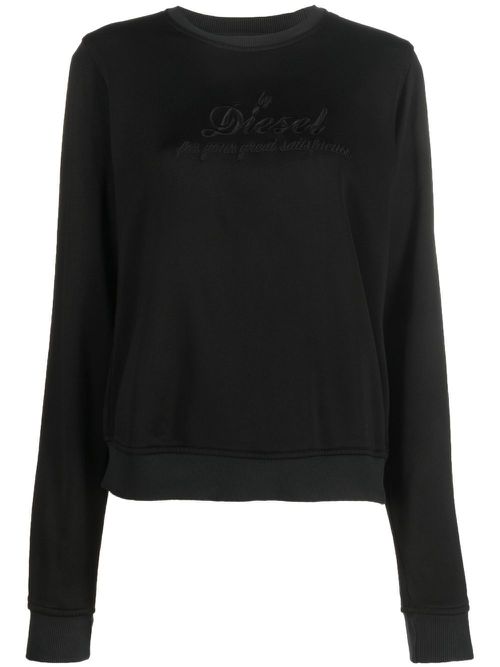 Embroidered-logo crew neck sweatshirt - Black