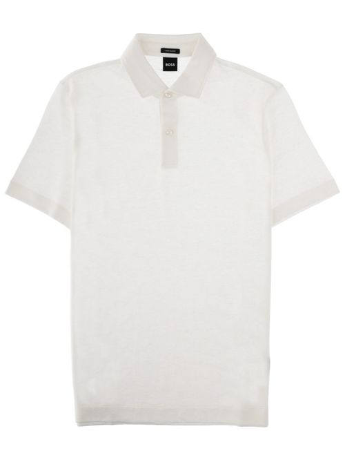 White Solid Shirt Collar Polo