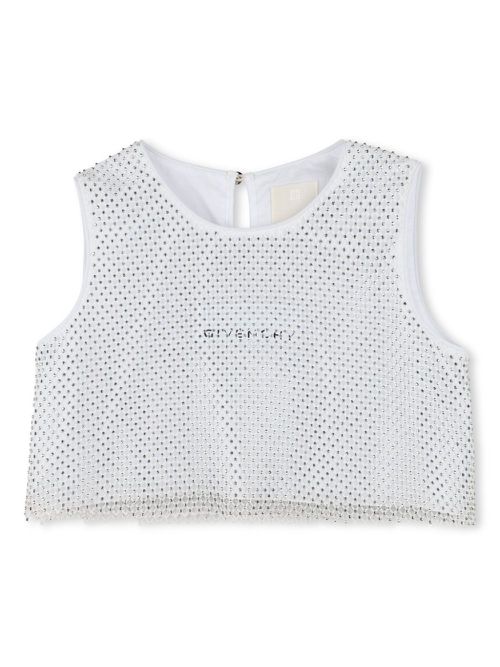 Rhinestone-embellished mesh top - Grey