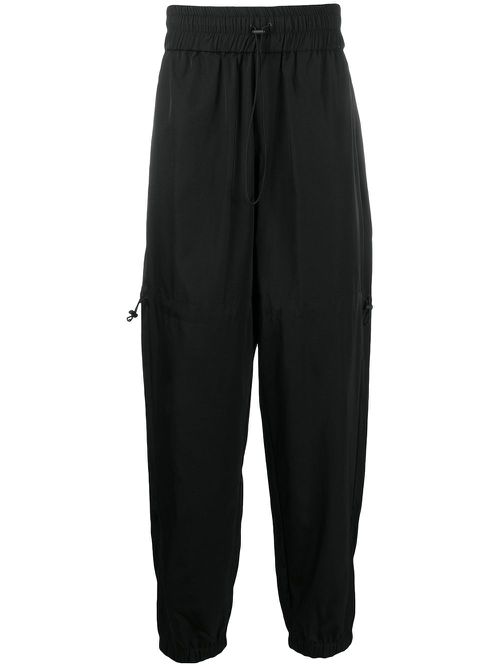 Drawstring-waist track trousers - Black