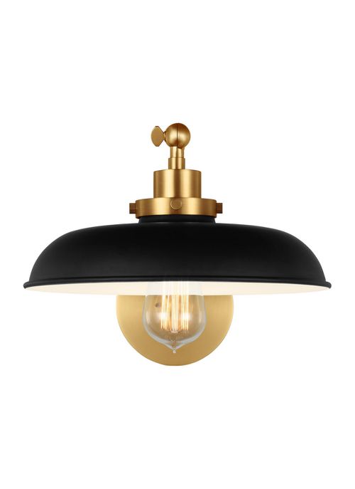 Visual Comfort Studio Wellfleet Wall Sconce in Midnight Black And Burnished Brass by Chapman & Myer