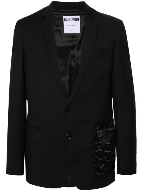 Single-breasted wool blazer - Black