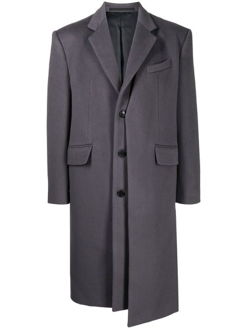 Layered single-breasted coat - Grey
