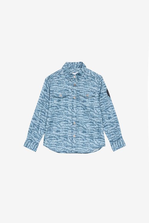 Shirt With Tiger Skin Print And Patch - Male Boys (4
