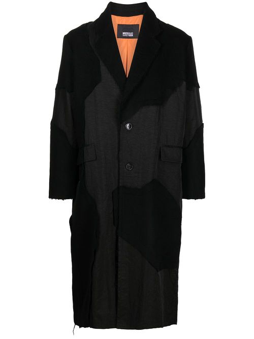 Panelled single-breasted coat - Black