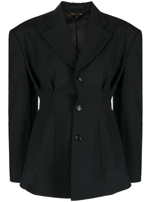 Single-breasted wool blazer - Black