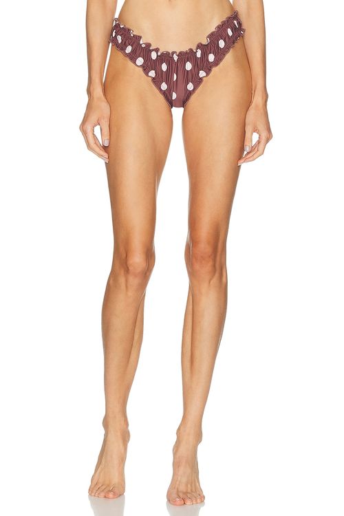 Juillet Chloe Bikini Bottom in Brown Polka Dot - Brown. L also in M