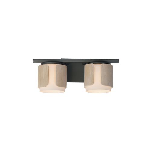 Natural Wood Charcoal Bathroom Vanity Light from the Draughtsman Collection