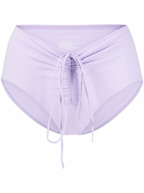 Drawstring-detail bikini bottoms - Purple