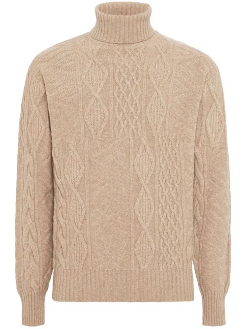 Knit polo neck jumpar - Brown