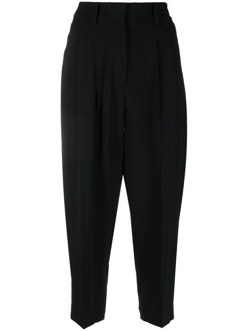 High-waisted cropped trousers - Black
