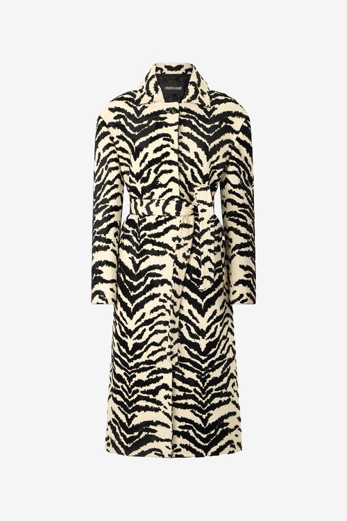 Coat With White Tigress Print