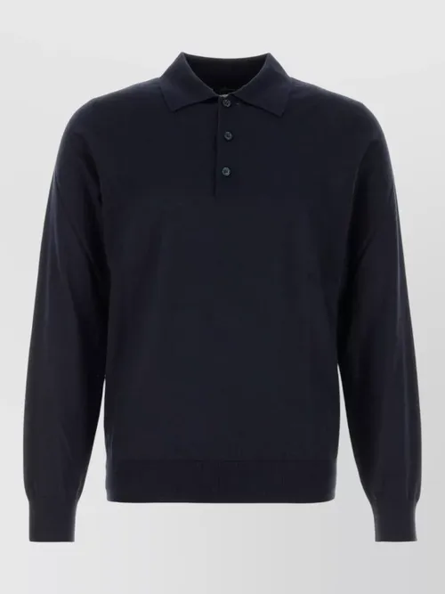 Brioni - cashmere blend long sleeve polo shirt