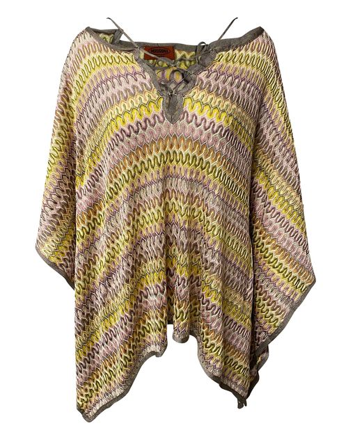Beach Poncho Mini Dress in Multicolor Rayon