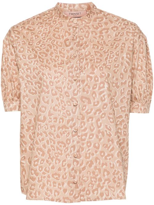 Animal-print cotton shirt - Neutrals
