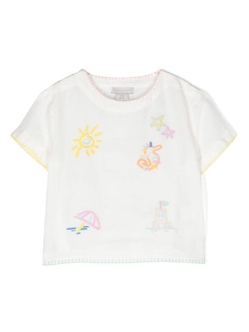 Motif-embroidered T-shirt - White