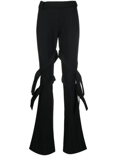 Strap-Detail Virgin Wool Trousers — Black