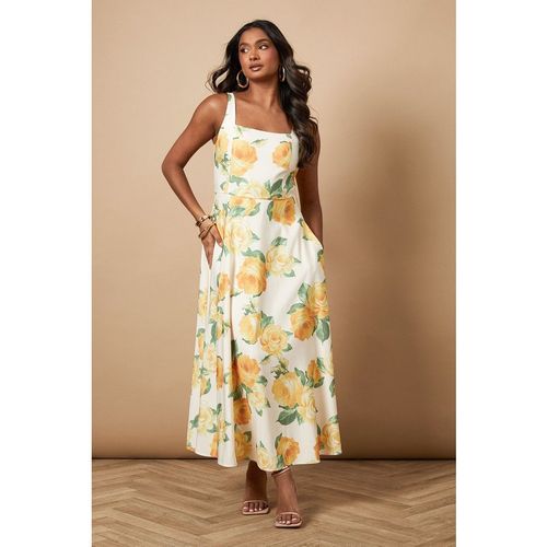Oasis Womens Floral Square Neck Maxi Dress - White
