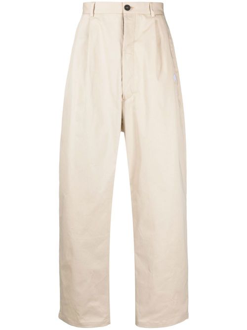 Logo-embroidery tailored trousers - Neutrals