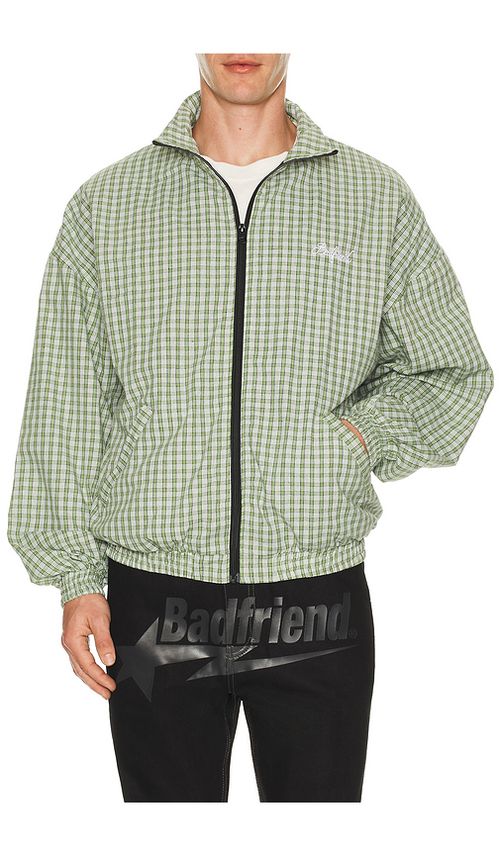 Badfriend Gingham Plaid Full Zip Jacket in Check Green - Green. XL/1X also in
