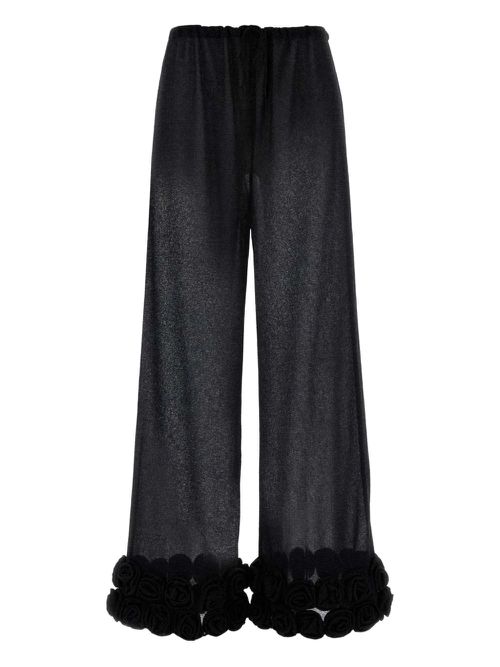 Floral-appliqué trousers - Black
