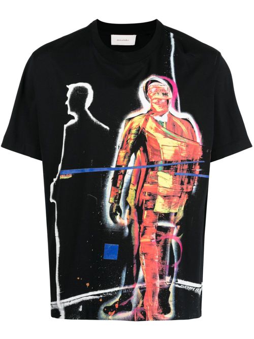 Graphic-print short-sleeve cotton T-shirt - Black