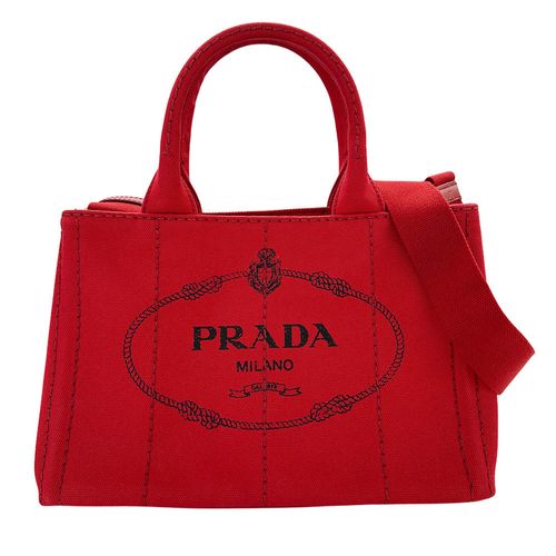 Prada Red Color Canvas Handbag Shoulder Bag Pre-Owned
