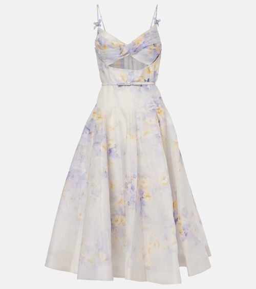 Midikleid aus Leinen und Seide