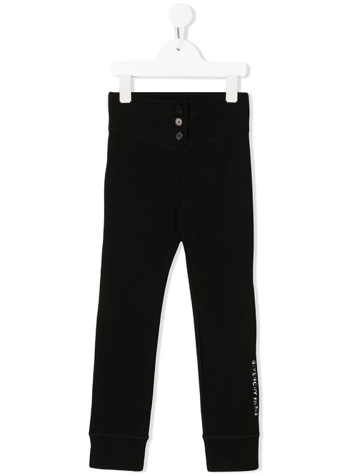 Givenchy Kids front button logo band trousers - Black