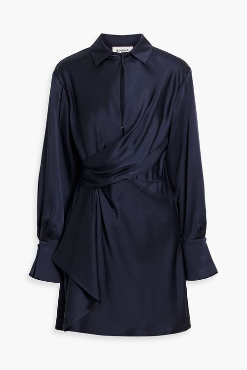Talit draped satin-crepe mini dress - Blue - US 0