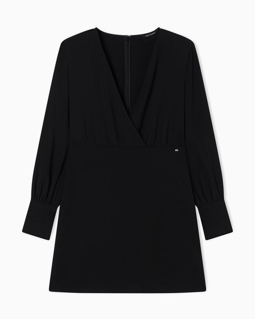 Short Twill Dress with Gold Detail on the Cuffs