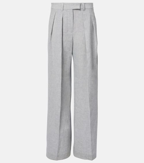 Linen-blend wide-leg pants