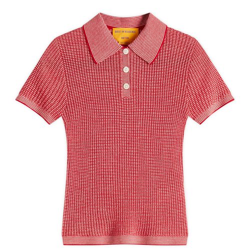 Guest In Residence Women's Shrunken Polo In Cashmere in True Red/Cream W10111WF-TRRCRE