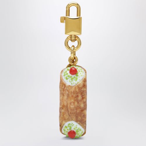 Dolce&Gabbana Cannolo Charm Keyring In Metal And Resin, Multicolor