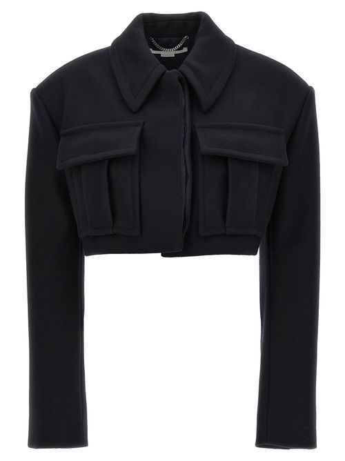 Cropped Wool Jacket — Black