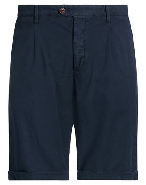 Man Shorts & Bermuda Shorts Navy Size 38 Cotton, Linen, Elastane
