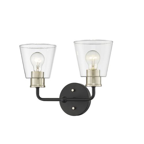 Matte Black Modern Gold Two Light Vanity from the Cameron Collection