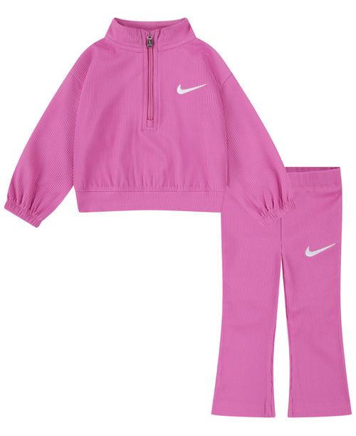 Baby Girls' Quarter Zip Top and Leggings, 2-Piece Set - Playful Pink